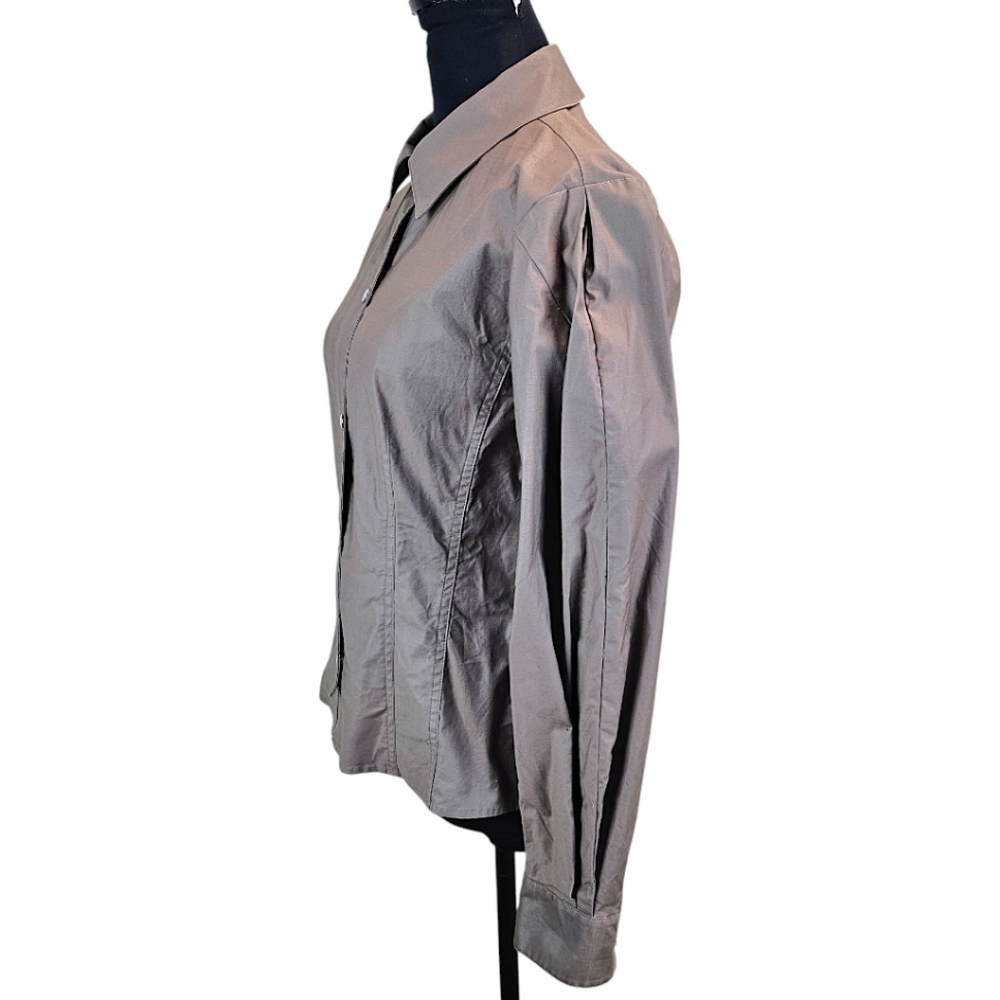 Thakoon Cotton Puff Sleeve Shirt Jacket Sz 6 Taupe Fitted Avant Garde Unique - Picture 5 of 16